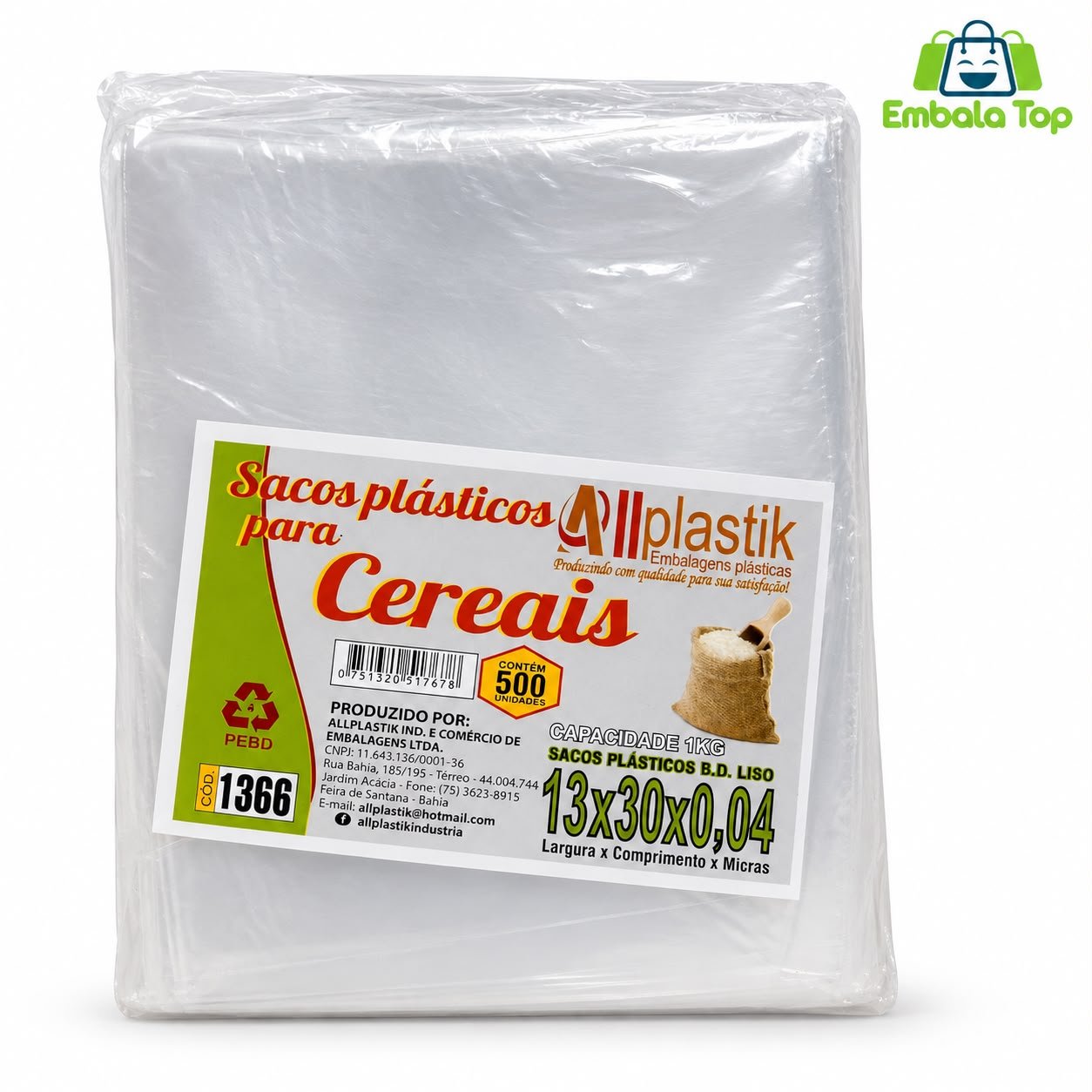 SACO 13X30 BAIXA LISO 1 KG 0.4