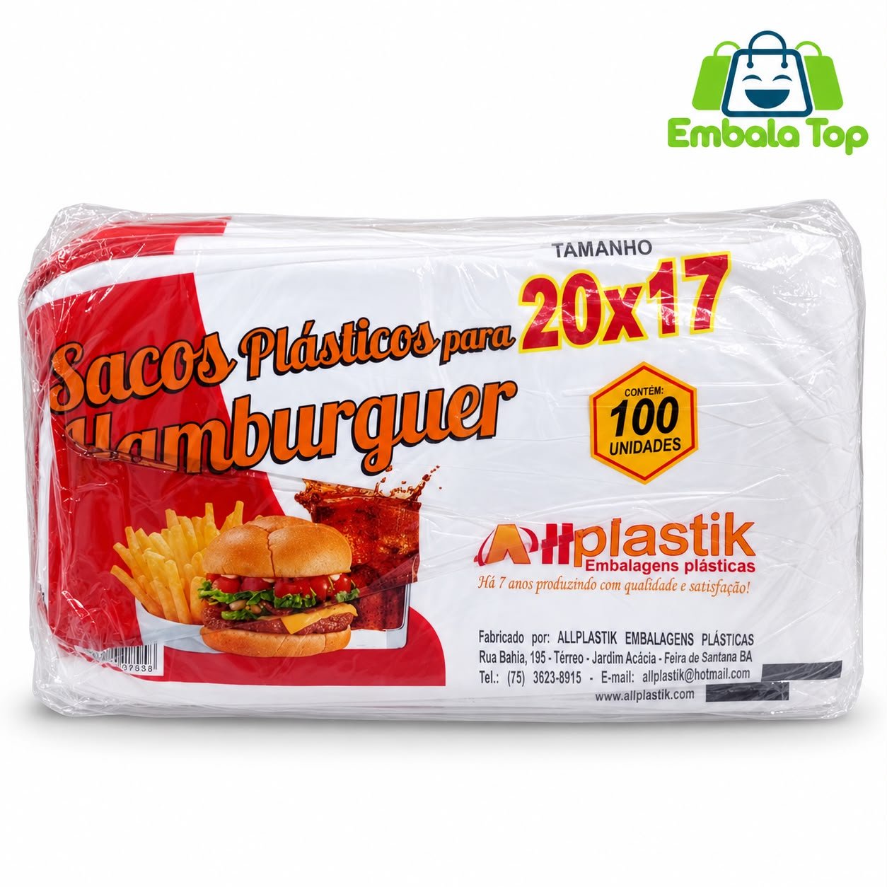 SACO PARA HAMBÚRGUER 20X17